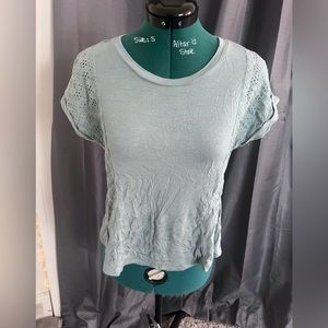 Sage Green Lace Sleeve Tee Shirt